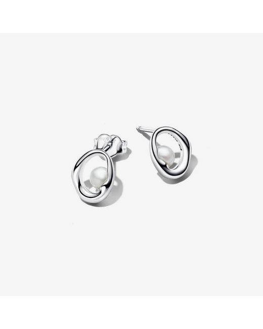 Pandora Metallic Organically Shaped Oval & Treated Freshwater Cultured Pearl Stud Earrings