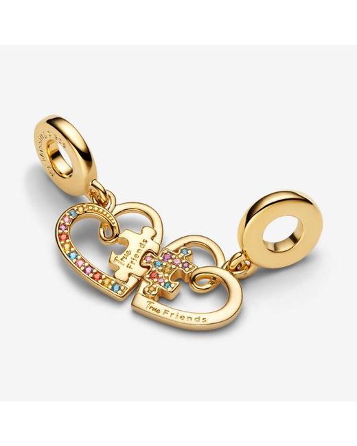 Pandora Metallic Splittable Puzzle Piece Hearts Dangle Charm