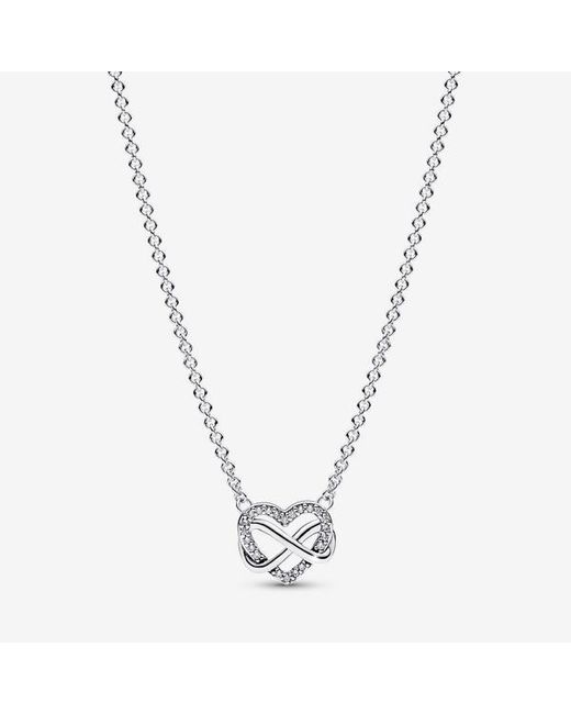 Pandora Metallic Sparkling Infinity Heart Collier Necklace