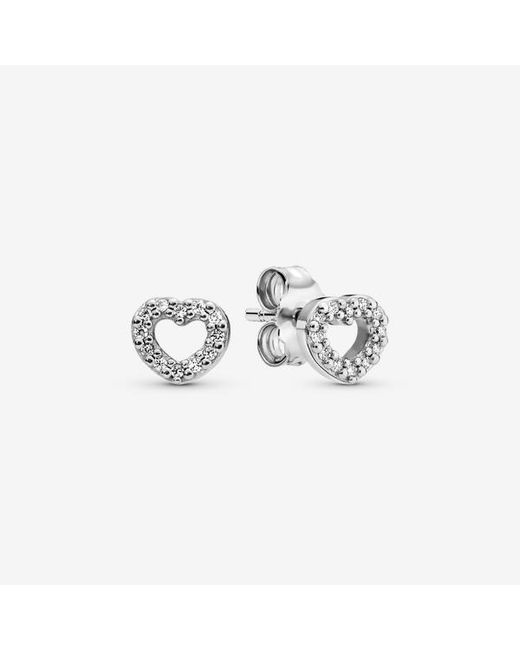 Pandora White Open Heart Stud Earrings