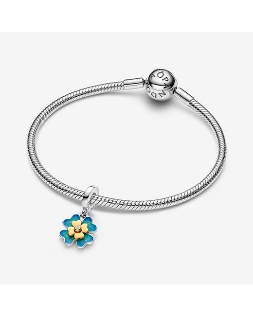Pandora Blue Spinnable Four Leaf Clover Lab-Grown Diamond Dangle Charm