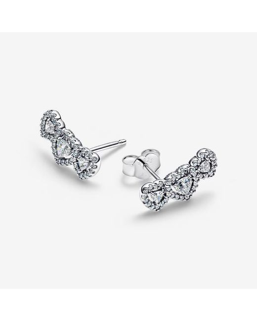 Pandora Metallic Halo Heart Trilogy Stud Earrings