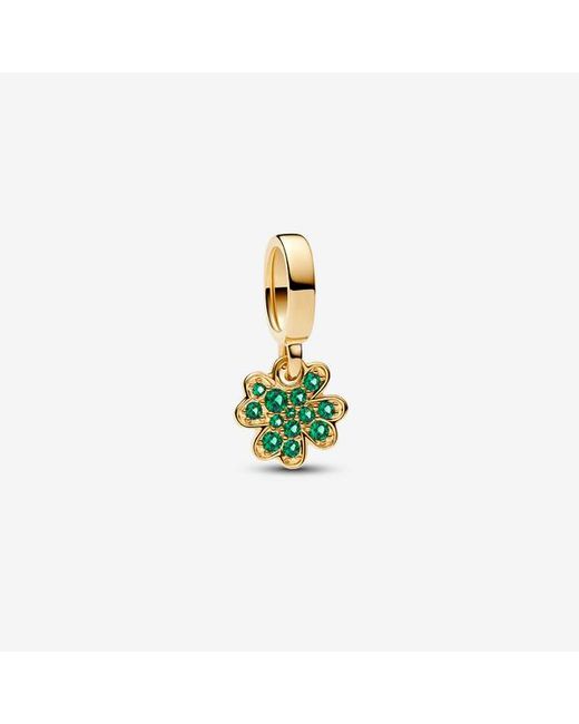 Pandora White Four-Leaf Clover Dangle Charm