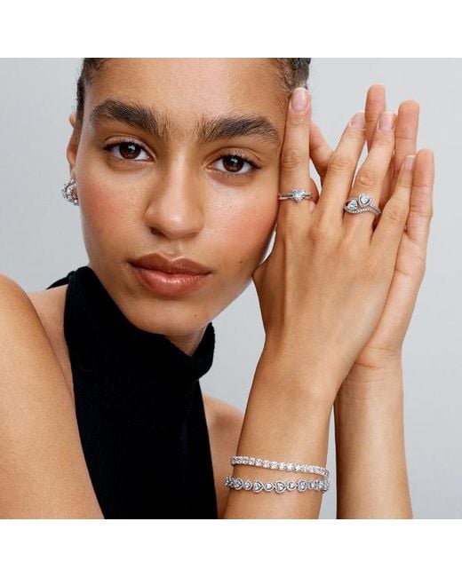 Pandora Metallic Wavy Pavé Heart Ring