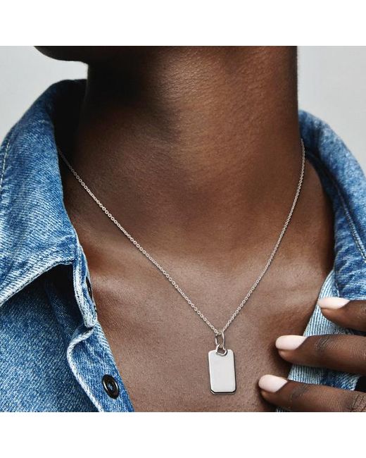 Pandora White Engravable Rectangle Tag Pendant
