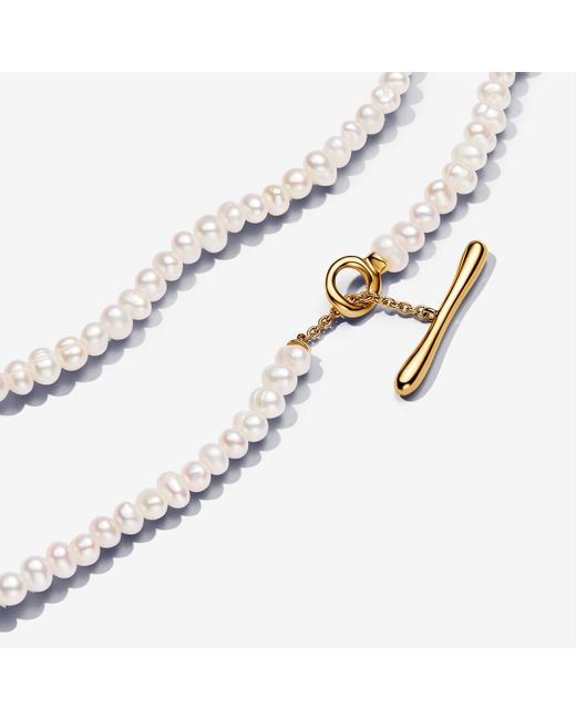 Pandora Metallic Treated Freshwater Cultured Pearls T-bar Collier Necklace