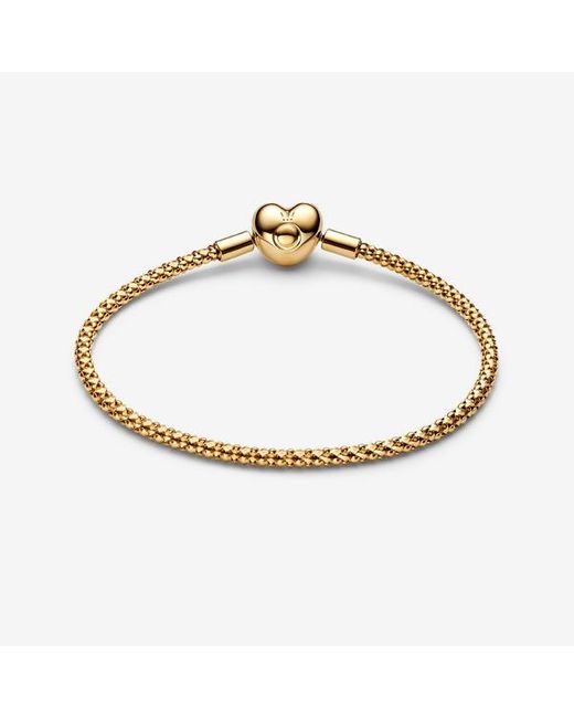 Pandora Metallic Heart Clasp Studded Chain Bracelet