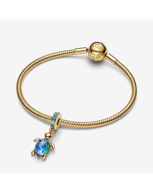 Pandora Blue Sea Turtle Murano Glass Dangle Charm