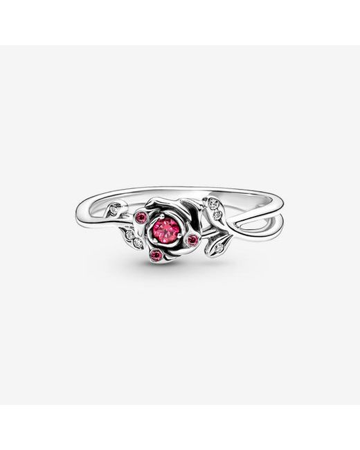 Pandora White Disney Beauty And The Beast Rose Ring