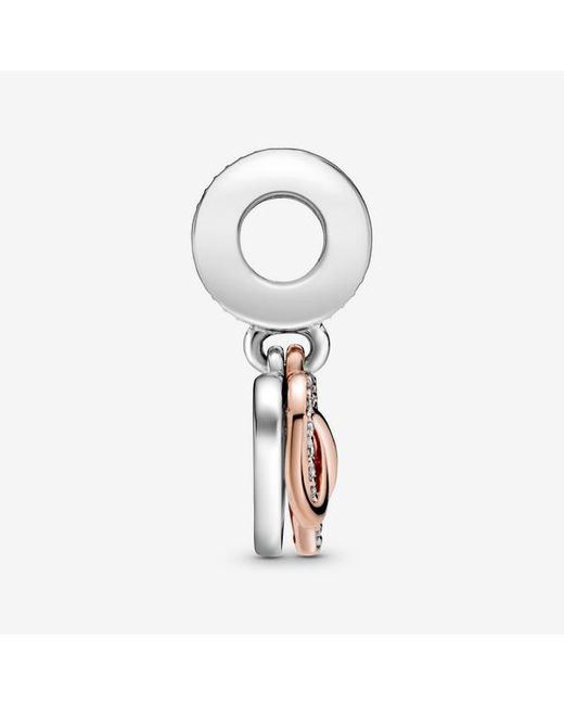 Pandora Pink Moments 14k Rose Gold-plated And Sterling Silver Sparkling Infinity Heart Dangle Charm For Bracelet