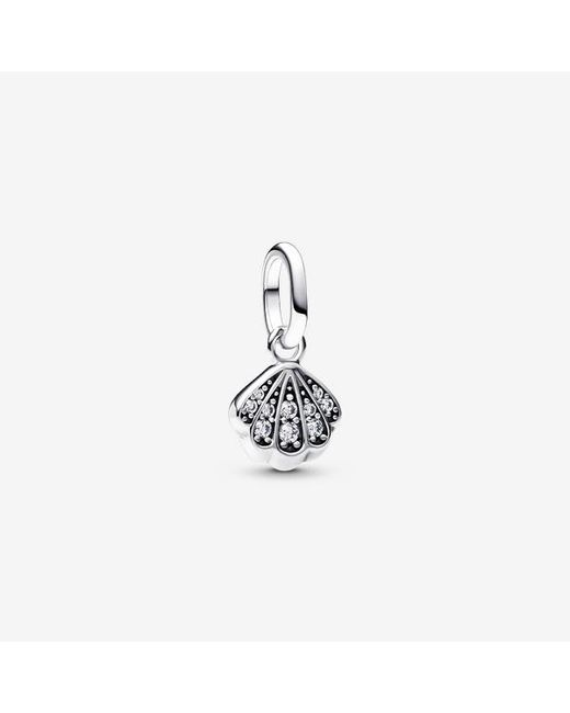Pandora White Sparkling Shell Mini Dangle Charm