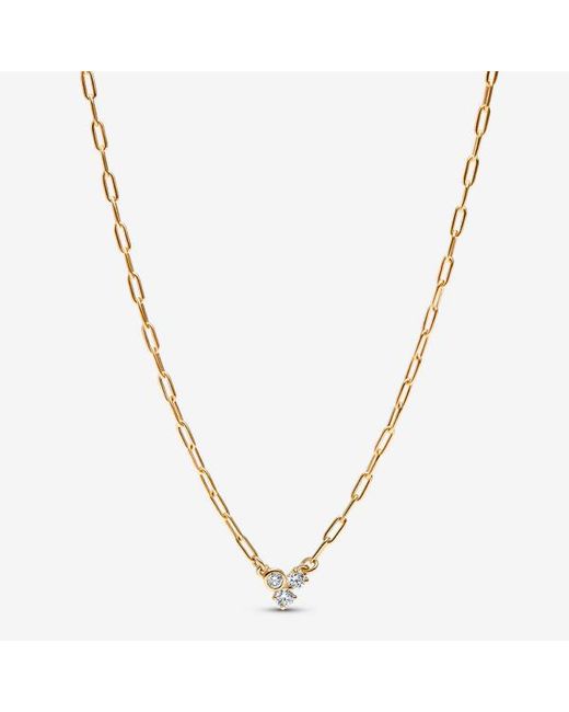 Pandora Metallic Era Lab-Grown Diamond Cluster Paperclip Chain Necklace