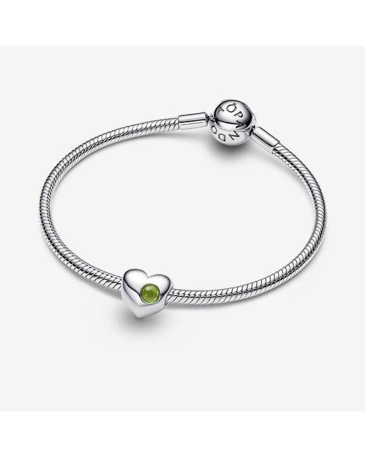 Pandora Moments 794161c08 Sterling Silver Heart Pendant With Artificial Crystal Moments Spring Green