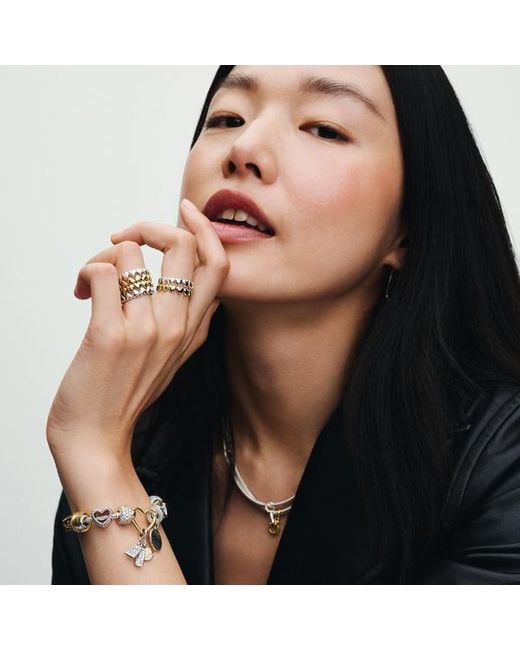 Pandora Metallic Moments Heart Closure Snake Chain Bracelet