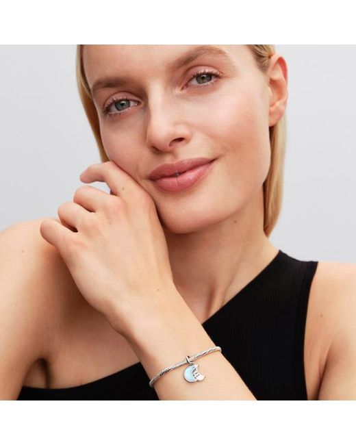 Pandora Blue Crescent Moon Double Dangle Charm