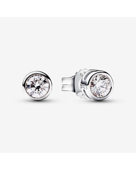Pandora Metallic Era Bezel Sterling Lab-Grown Diamond Earrings