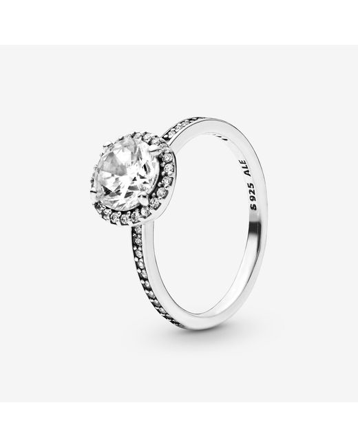 PANDORA Round Sparkle Halo Ring in Metallic Lyst