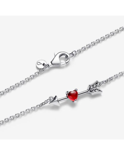 Pandora Metallic Arrow & Murano Glass Heart Necklace