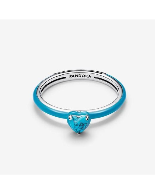 Pandora Blue Coloured Heart Stone Ring
