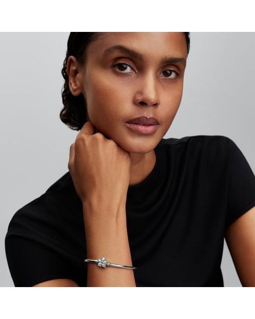 Pandora Metallic Pavé Flower Bangle