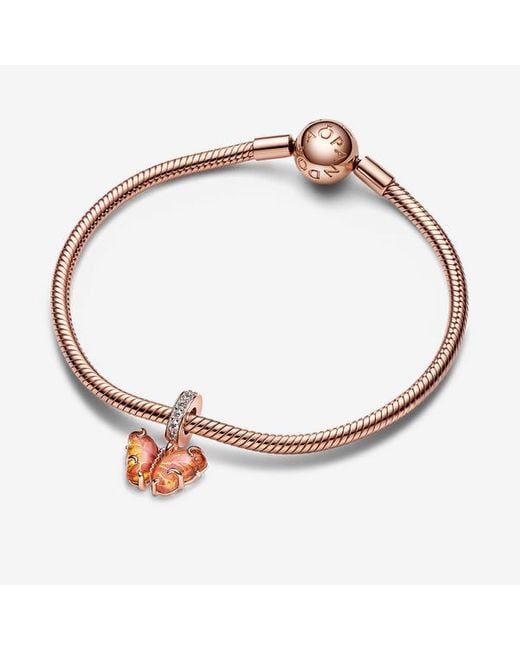 Pandora Pink Murano Glass Butterfly Dangle Charm