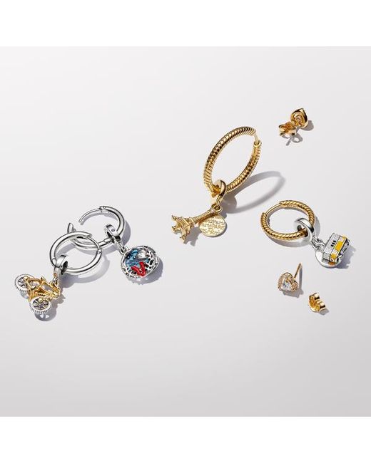 Pandora Metallic Moments Small Charm Hoop Earrings