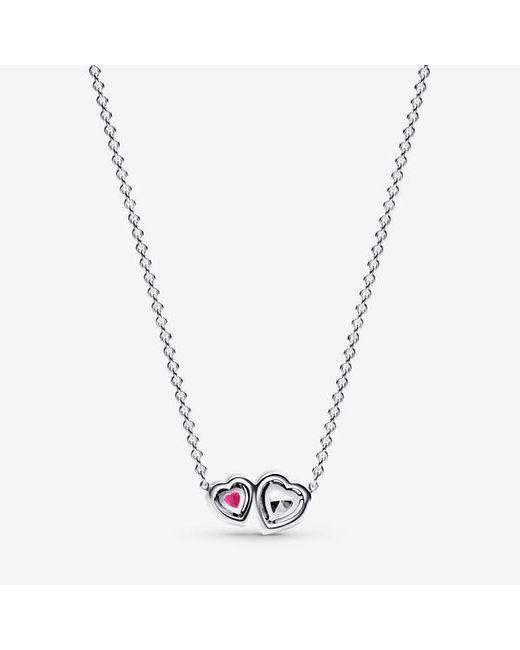 Pandora Metallic Halo Hearts Pendant Necklace
