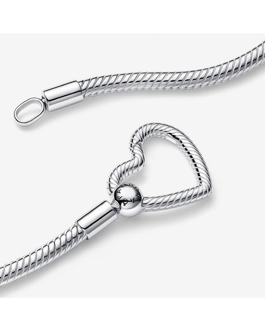 Pandora Metallic Heart Closure Snake Chain Necklace