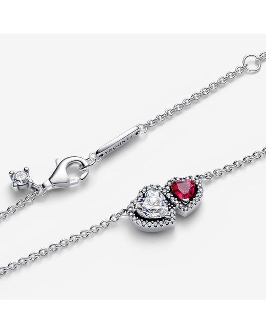 Pandora Metallic Halo Hearts Pendant Necklace