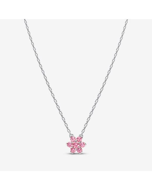 Pandora Metallic Sparkling Flower Pendant Necklace