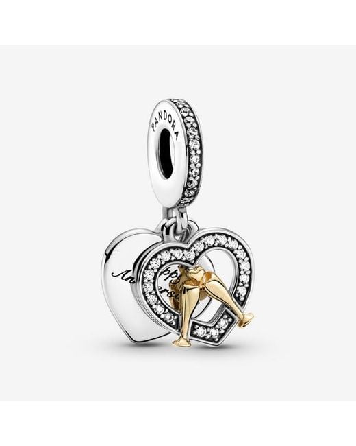 Pandora Metallic 14K Two-Tone Happy Anniversary Dangle Charm