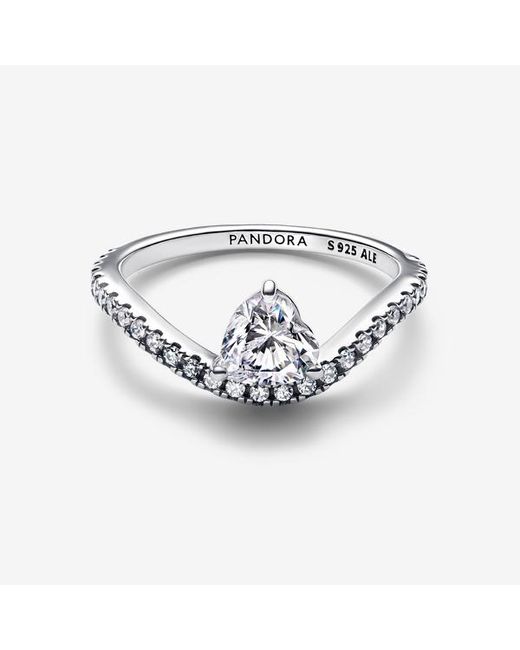 Pandora Metallic Wavy Pavé Heart Ring