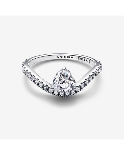 Pandora Metallic Wavy Pavé Heart Ring