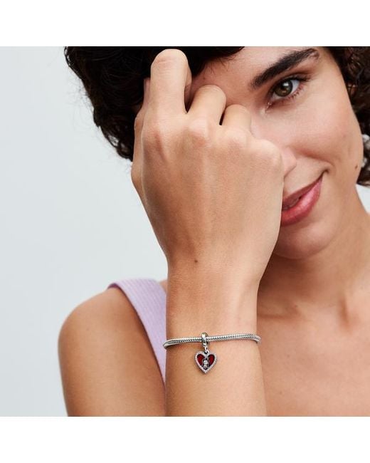 Pandora Red Heart & Keyhole Double Dangle Charm