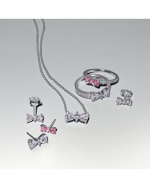 Pandora White Sparkling Bow Stud Earrings