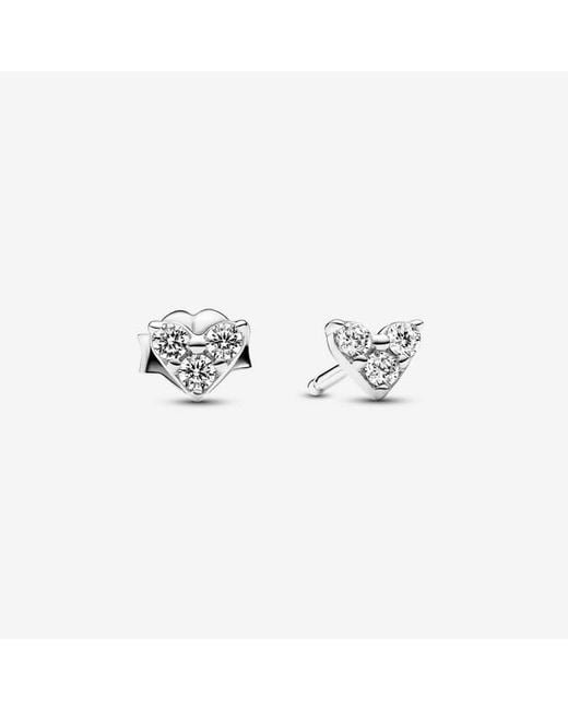 Pandora White Triple Stone Heart Stud Earrings