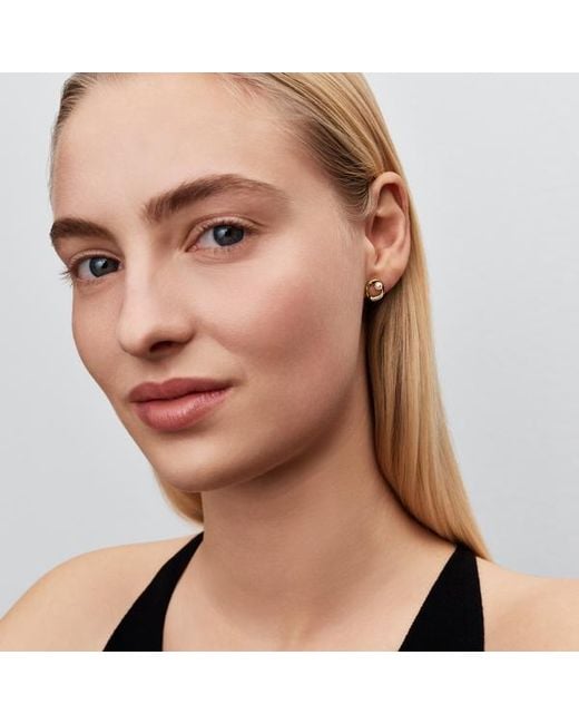 Pandora Metallic Organically Shaped Pavé Circle & Treated Freshwater Cultured Pearl Stud Earrings