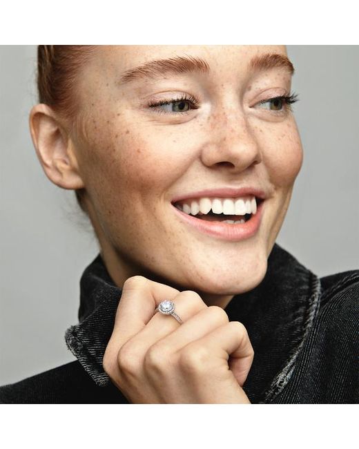 Pandora Metallic Moments Sterling Silver Clear Heart Solitaire Ring