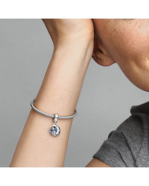 Pandora Kerstman Op De Maan Dubbele Hangende Bedel in het Blue