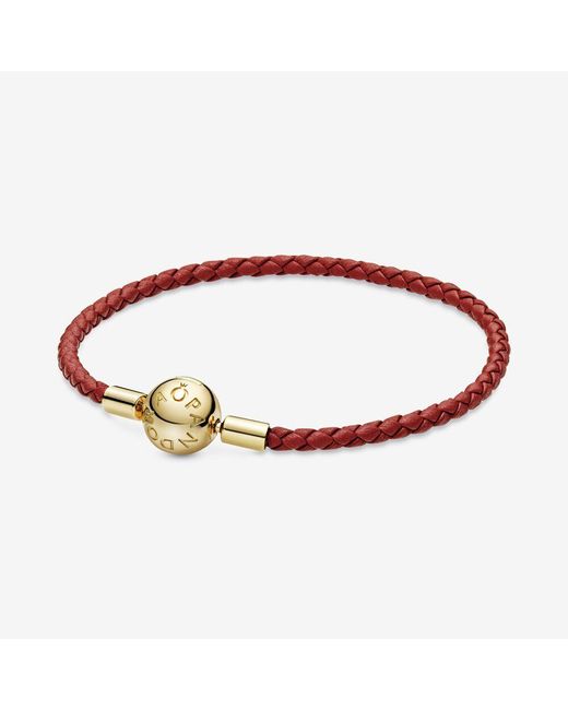 PANDORA Moments Red Woven Leather 