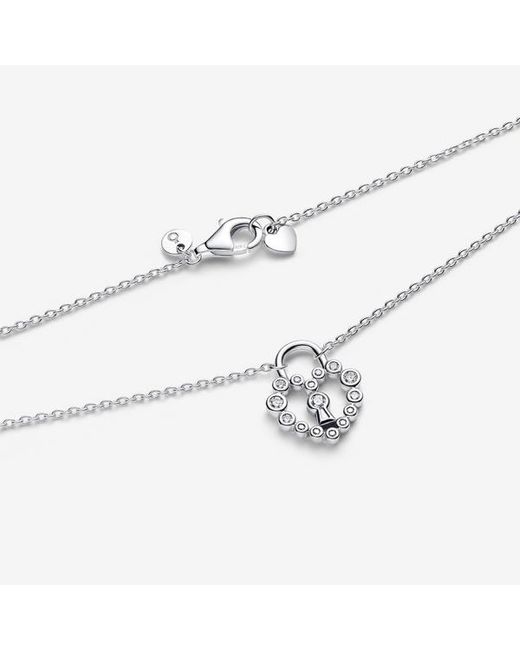 Pandora Metallic Sparkling Heart Padlock Pendant Necklace