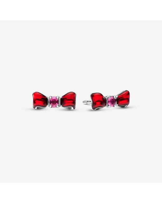 Pandora Red Disney Snow Bow Stud Earrings