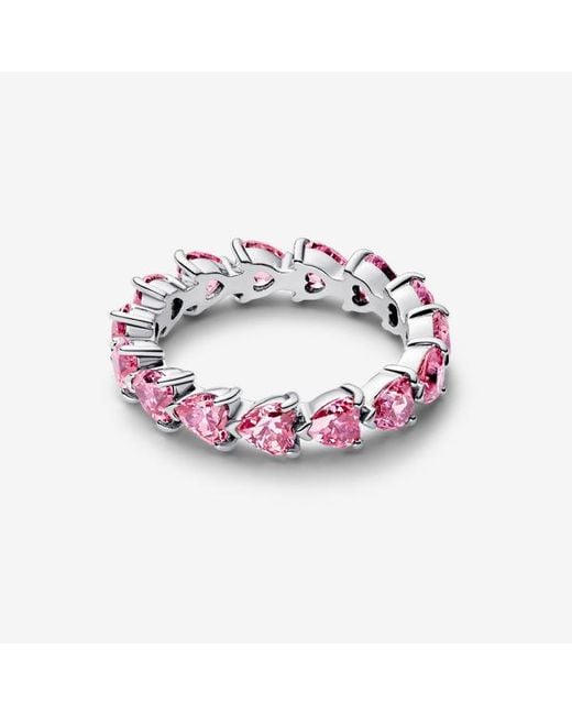 Pandora Pink Band Of Hearts Ring