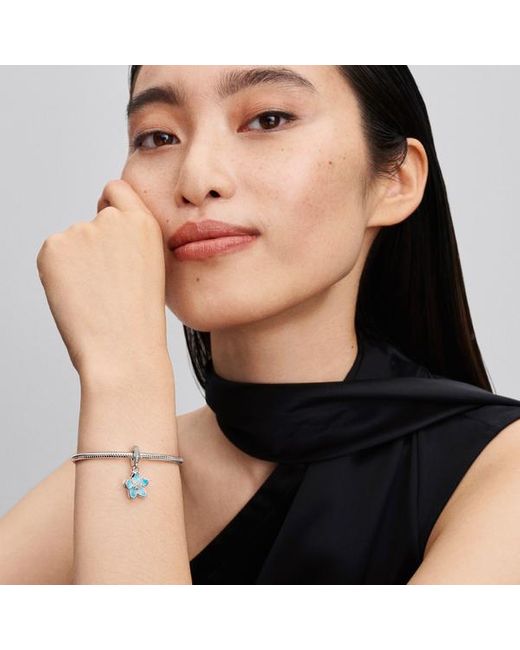 PANDORA Blossom Dangle Charm in Blue | Lyst UK
