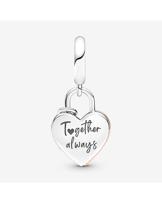 Pandora White Heart Padlock Double Dangle Charm