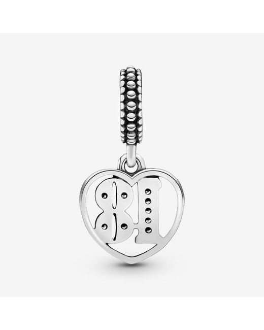 Pandora Metallic Charm Pendant In Sterling Silver 18 Years Of Love