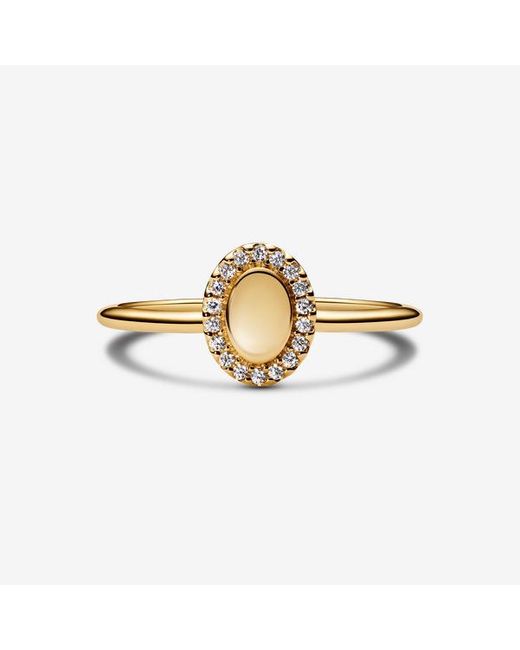 Pandora Metallic Engravable 14K-Plated Ring With Cubic Zirconia