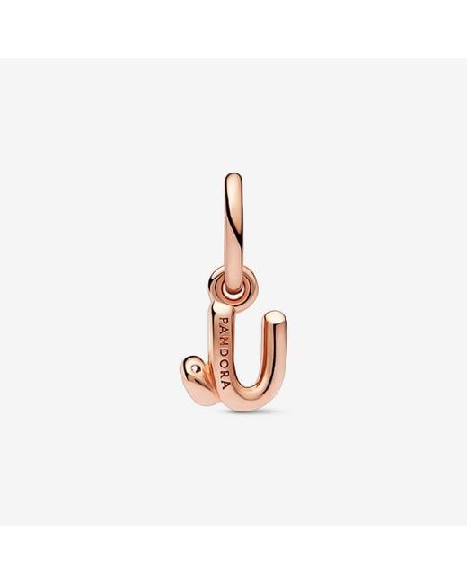 Pandora White Letter U Script Alphabet Dangle Charm