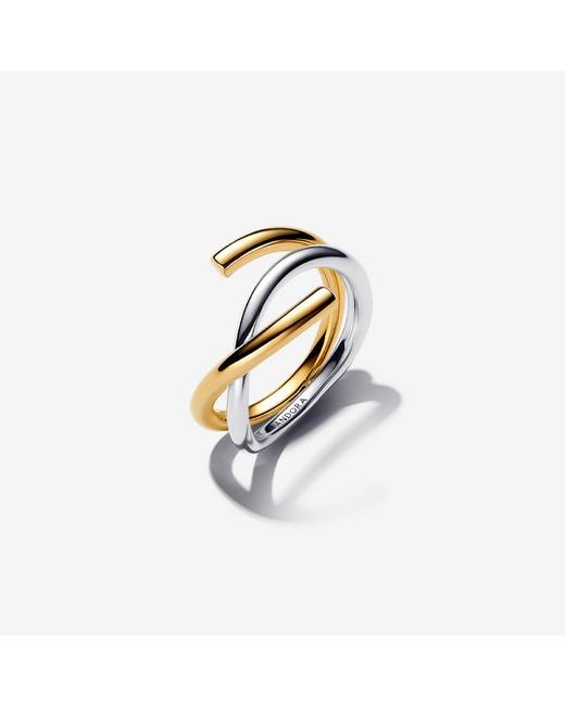 Pandora Metallic Organically Shaped Two-Tone Double Ring