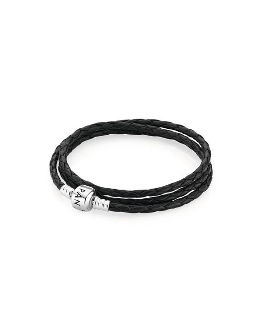 Pandora Moments Triple Woven Leather Bracelet - Black